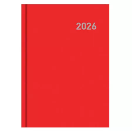 Agenda anual 2026 tapa dura roja 21x15 cm día página con cinta marcapáginas planificador de tareas y citas