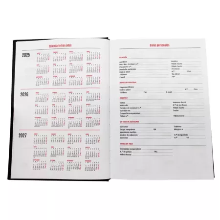 Agenda 2026 Tapa Dura Roja 21x15 cm Día por Página