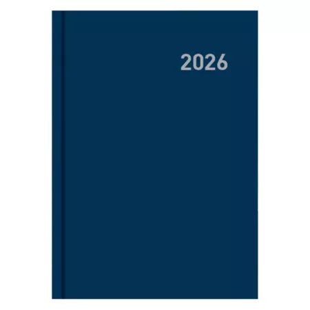 Agenda 2026 vista día página tapa dura azul marino 21x15 cm planificador anual con cinta marcapáginas