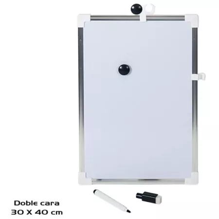 Pizarra Magnética Doble Cara 40x30 cm con Accesorios