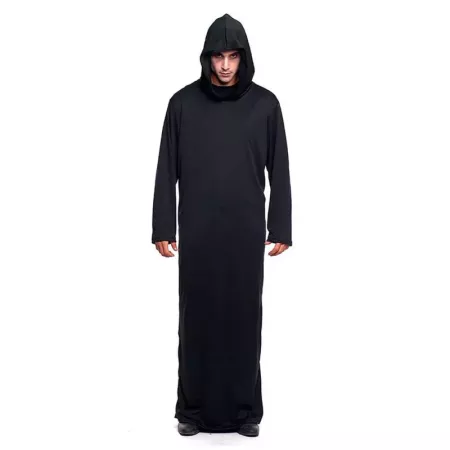 Túnica Negra Unisex con Capucha para Halloween - Talla M