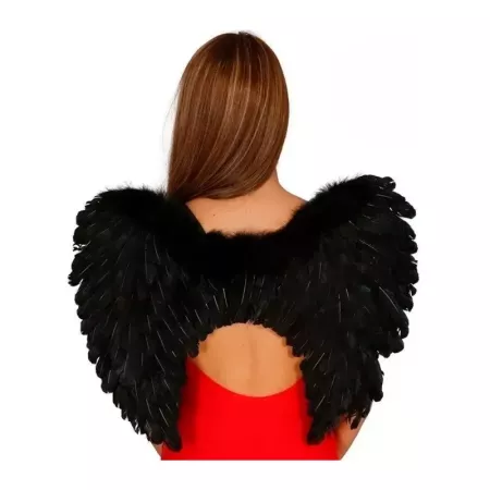 Tradineur - Alas con plumas y tirantes elásticos, complemento para disfraz de halloween, carnaval, cosplay, fiestas, navidad (Ne