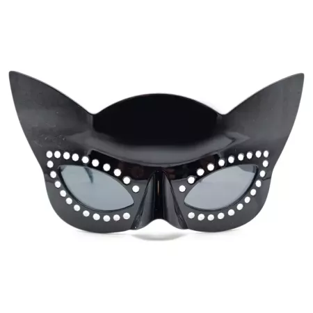 Tradineur - Gafas de gata negra para jóvenes y adultos, complementos de disfraces para carnaval, halloween u otras celebraciones