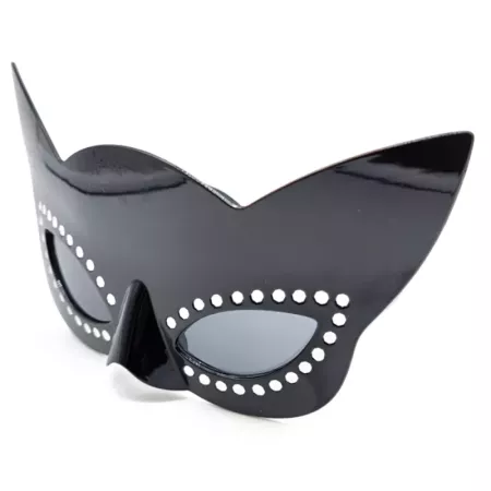 Tradineur - Gafas de gata negra para jóvenes y adultos, complementos de disfraces para carnaval, halloween u otras celebraciones