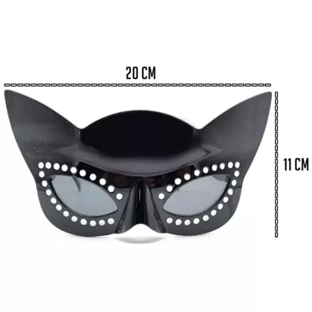 Tradineur - Gafas de gata negra para jóvenes y adultos, complementos de disfraces para carnaval, halloween u otras celebraciones