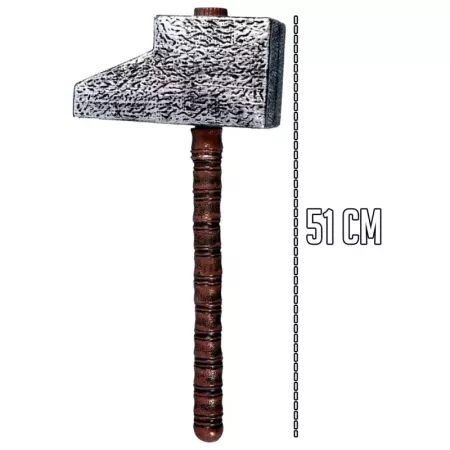 Tradineur - Martillo grande - Apto para niños - Complemento para disfraces en carnaval, Halloween u otras celebraciones. - 51 cm