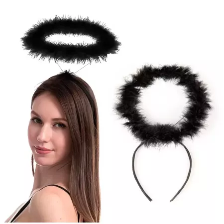 Tradineur - Corona de ángel - Diadema con aro - Complemento para disfraz de carnaval, halloween, cosplay, fiesta, adultos, talla
