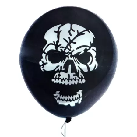 Tradineur - Pack de 10 globos - Diseño Calaveras - 30 cm al inflar - Ideal como decoración de tu hogar y celebrar de halloween.
