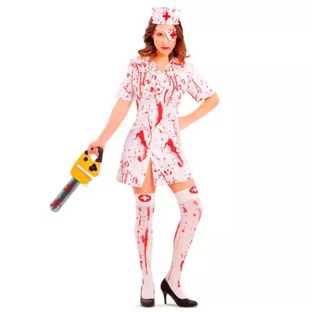 Tradineur - Medias de enfermera con sangre - accesorios de disfraces para carnaval, halloween, cosplay, fiesta, talla única, adu