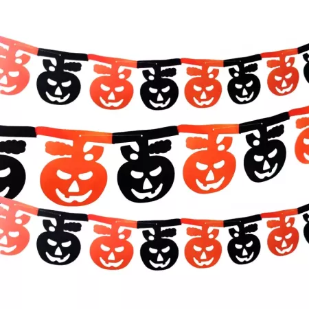 Tradineur - Guirnalda de calabaza sonriente de Halloween - Diseño clásico - Decoración y accesorio para Halloween - Color naranj Tradineur - Guirnalda de calabaza sonriente de Halloween - Diseño clásico - Decoración y accesorio para Halloween - Color naranj