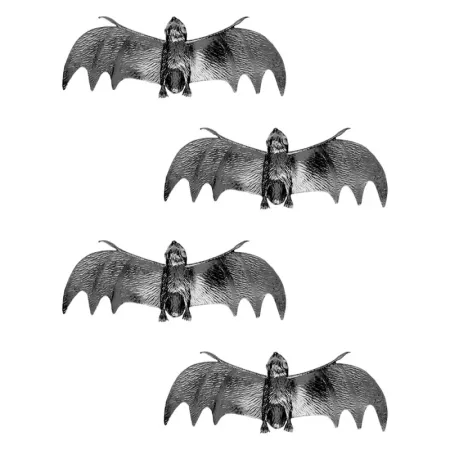 Tradineur - Pack de murciélagos para Halloween - 4 Unidades - Gran diseño - Decoración y accesorio para Halloween - Color Negro