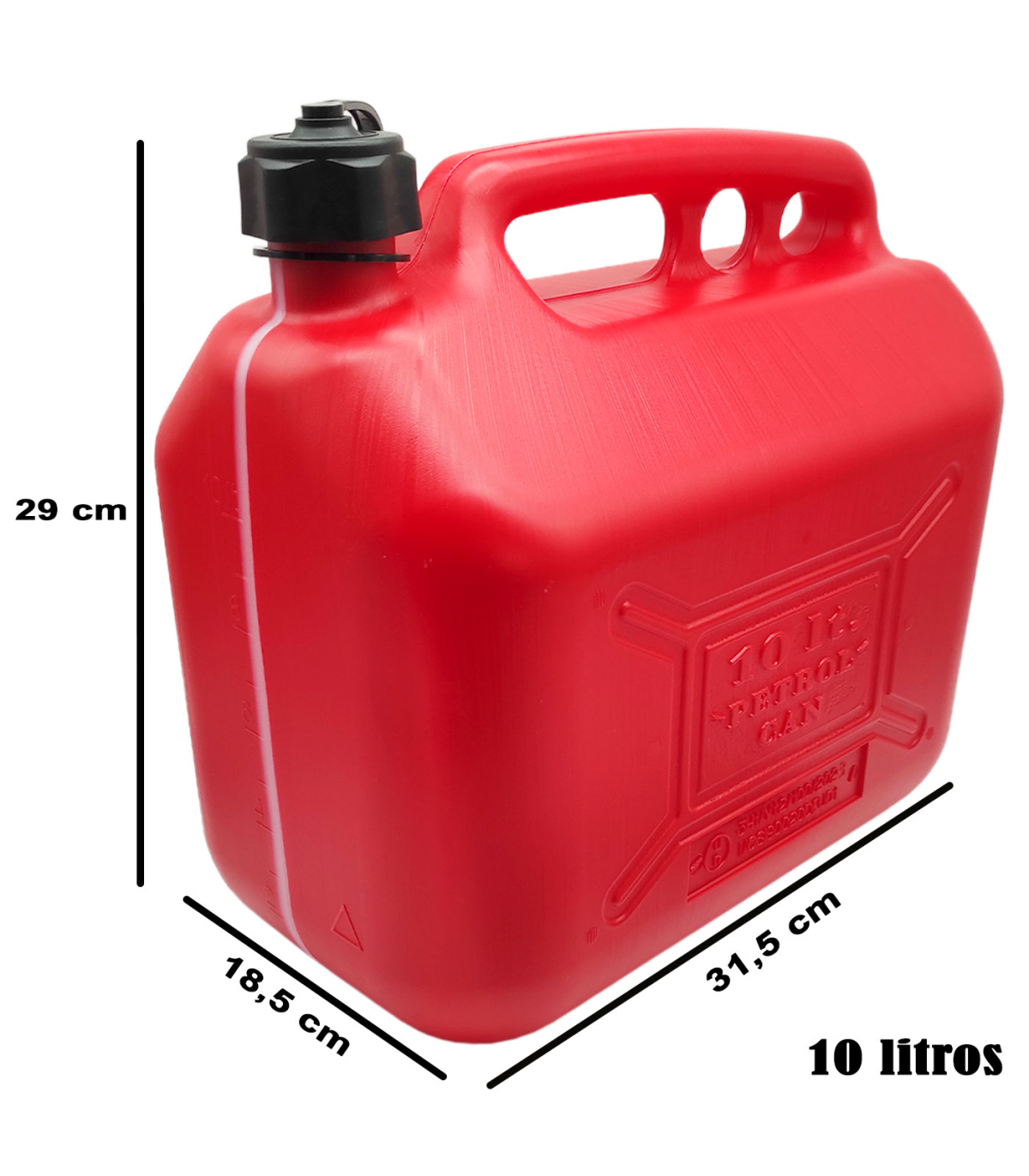 Tradineur - Bidón gasolina con tubo flexible 10 litros, tanque, garrafa  combustible de plástico con cánula, trasvase de líquidos