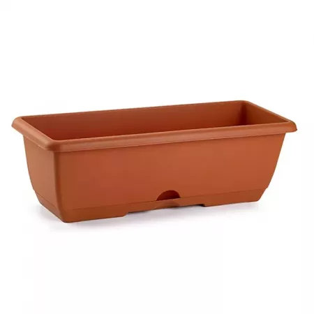 Jardinera Rectangular Marrón 19x60x19 cm con Drenaje Integrado Jardinera Rectangular Marrón 19x60x19 cm con Drenaje Integrado