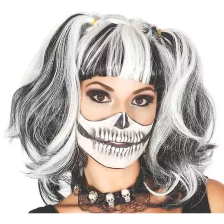 Tradineur - Peluca corta de bruja con coletas - Fabricado en Fibra sintética - Complementos de disfraces para carnaval, hallowee