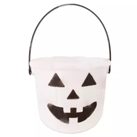Tradineur - Cubo con asa para halloween - Fabricado en plástico - Diseño de calabaza - Halloween, cubo, recipiente para dulces,