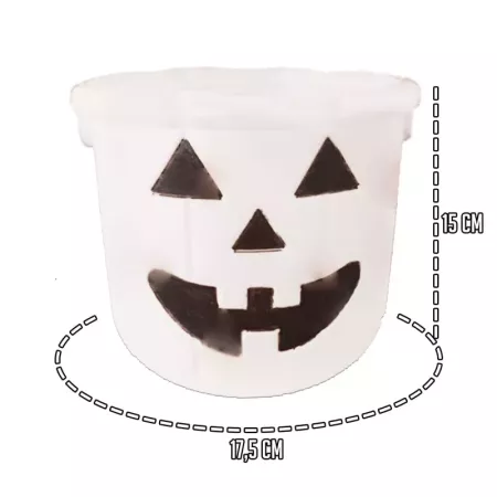 Tradineur - Cubo con asa para halloween - Fabricado en plástico - Diseño de calabaza - Halloween, cubo, recipiente para dulces,