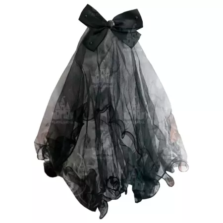 Tradineur - Velo con pinzas y pajarita - Fabricado en plástico - Accesorio para disfraces de Halloween, carnaval, celebraciones.