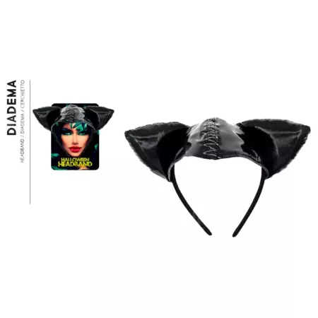 Tradineur - Diadema de gata con orejas - Diseño original - Complemento para disfraz de carnaval, halloween, cosplay, fiesta, adu