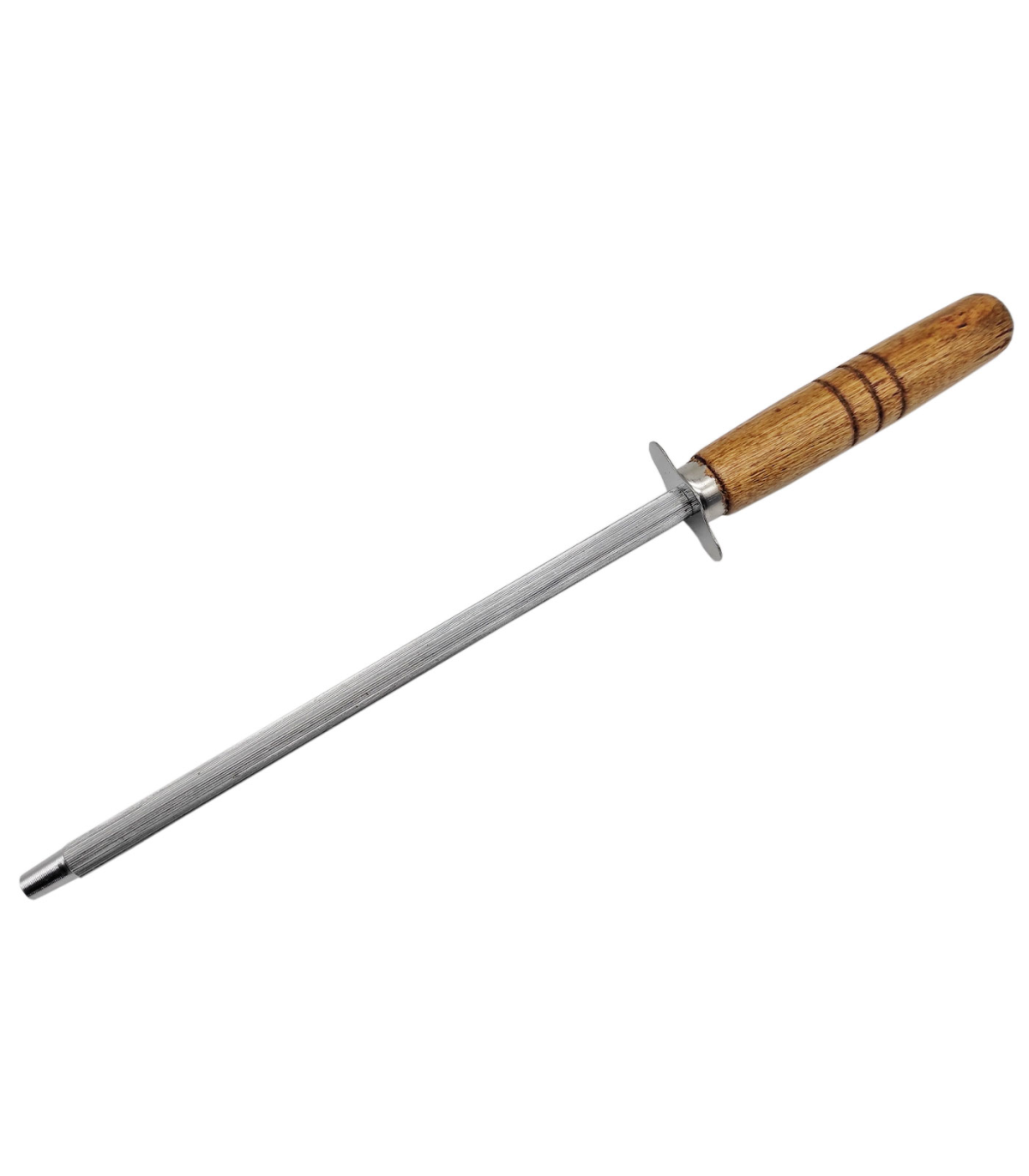 Tradineur - Afilador de cuchillos de acero inoxidable con mango de madera,  hoja de 20 cm, chaira, afilar accesorios de cocina, 3