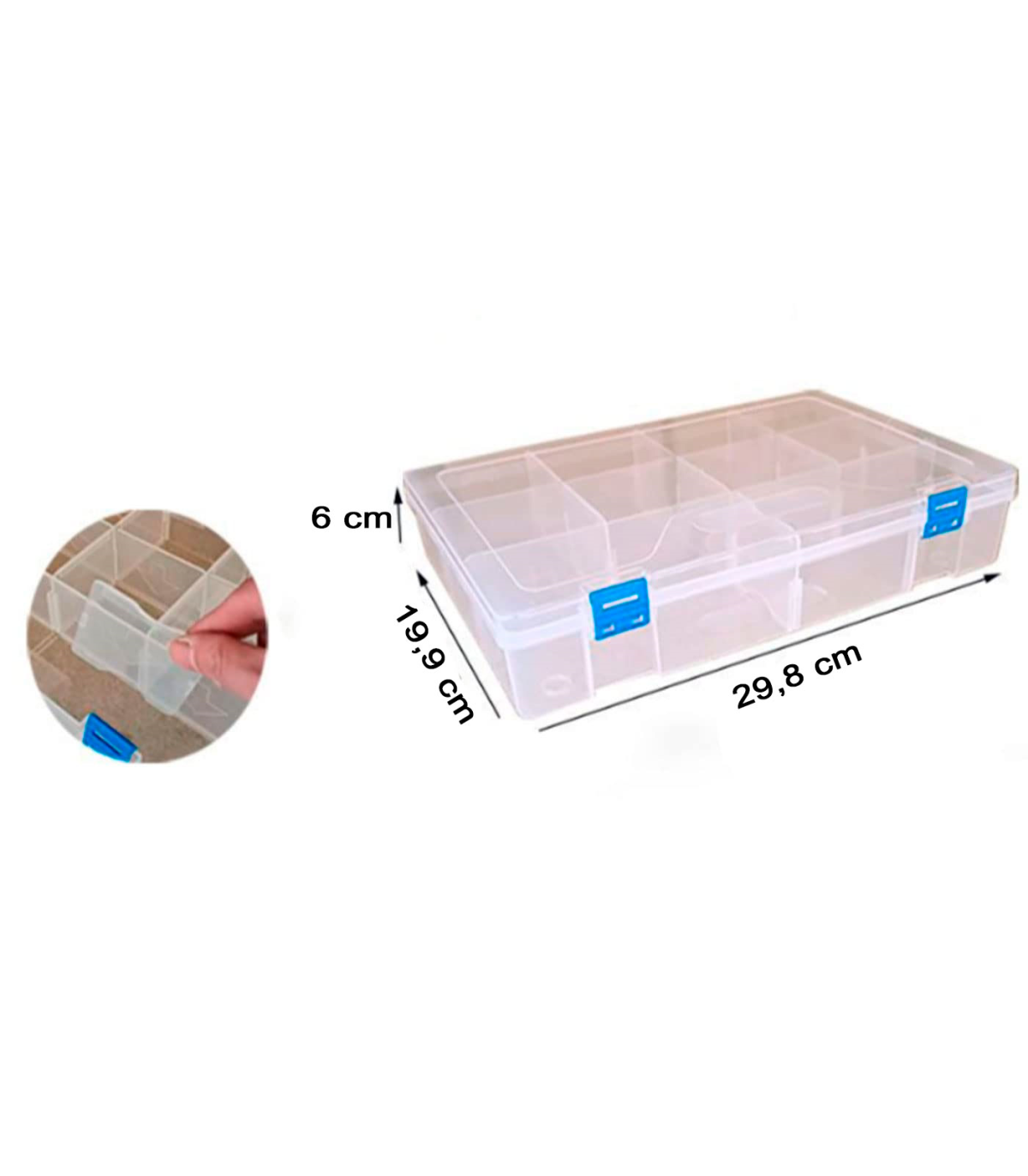 Práctica caja de almacenamiento de plástico con separadores
