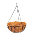 Tradineur - Macetero de coco colgante, cesta, maceta con cadena y gancho para colgar, decoración del hogar, terraza, balcón, patio, jardín, 40 x 17,5 cm
