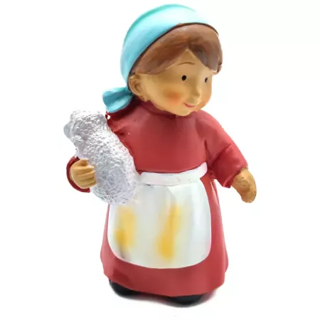 Figura Pastora Roja con Cordero para Belén Tradicional Navidad