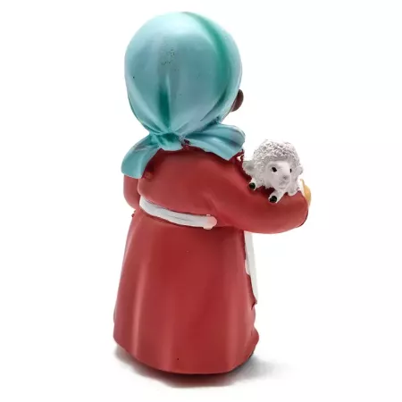 Figura Pastora Roja con Cordero para Belén Tradicional Navidad