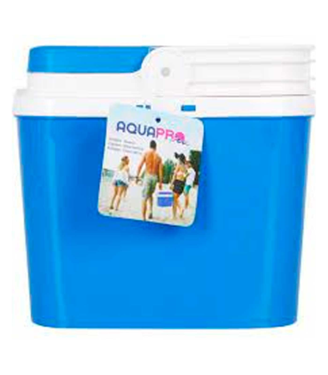Nevera portátil con asa, 20 litros, polipropileno,porta alimentos para playa,  acampada, camping, 30 x 37 x 27 cm, color azul y b