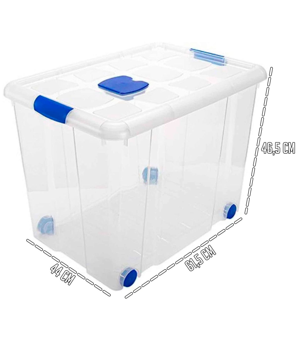 ☛ Comprar caja plástico transparente tapa y ruedas - KALEX