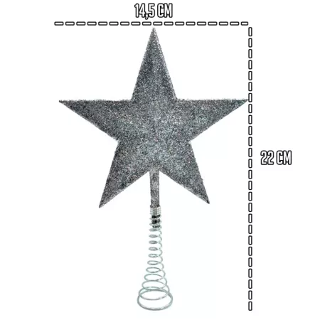 Estrella de Navidad Plateada 5 Puntas 14,5 cm Decorativa