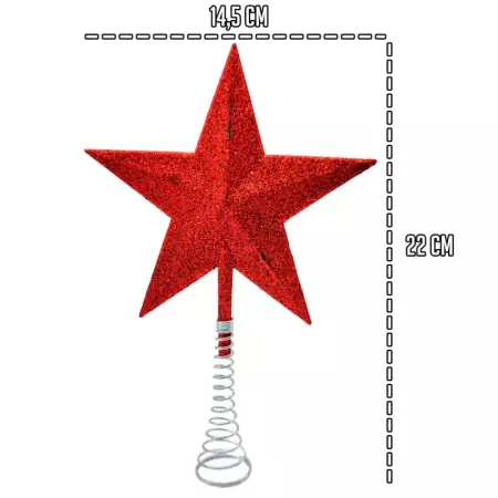 Estrella Roja para Árbol de Navidad 14,5 cm Decorativa