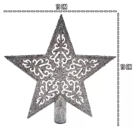 Estrella de Navidad Plateada 5 Puntas 19 cm Decorativa