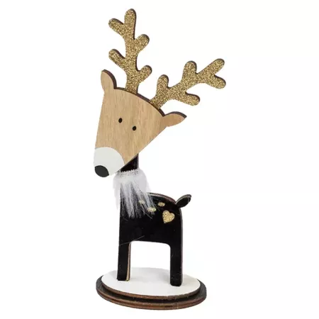 Figura Reno Plush de Madera 20cm - Decoración Navideña