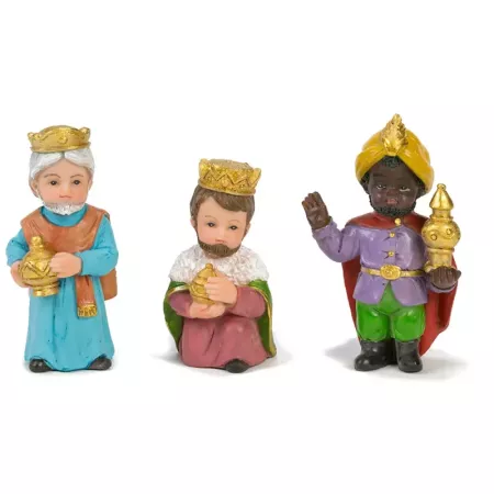 Figura Reyes Magos adorable en marmolina para belén navideño decoración nacimiento 8x5x3 cm