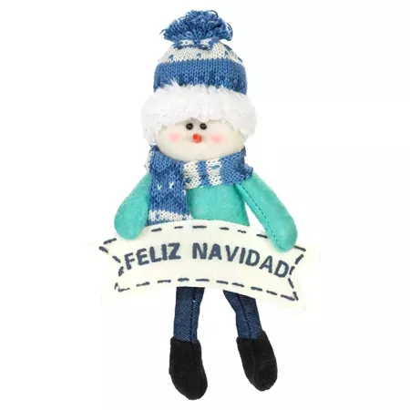 Muñeco Navideño con Cartel Feliz Navidad 22x14 cm