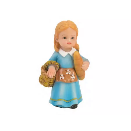 Figura Pastora Azul con Pan para Belén - Decoración Navideña