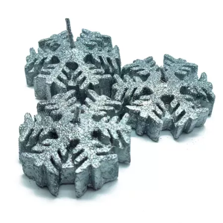 Tradineur - Pack de 3 velas con diseño de copo de nieve - Incluye purpurina - Figura decorativa divertida para nacimiento, navid Tradineur - Pack de 3 velas con diseño de copo de nieve - Incluye purpurina - Figura decorativa divertida para nacimiento, navid