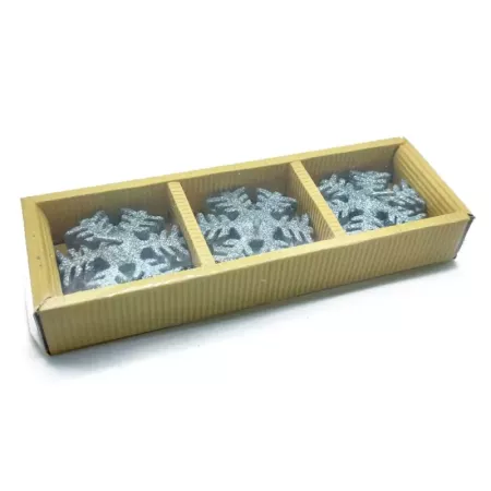 Tradineur - Pack de 3 velas con diseño de copo de nieve - Incluye purpurina - Figura decorativa divertida para nacimiento, navid Tradineur - Pack de 3 velas con diseño de copo de nieve - Incluye purpurina - Figura decorativa divertida para nacimiento, navid