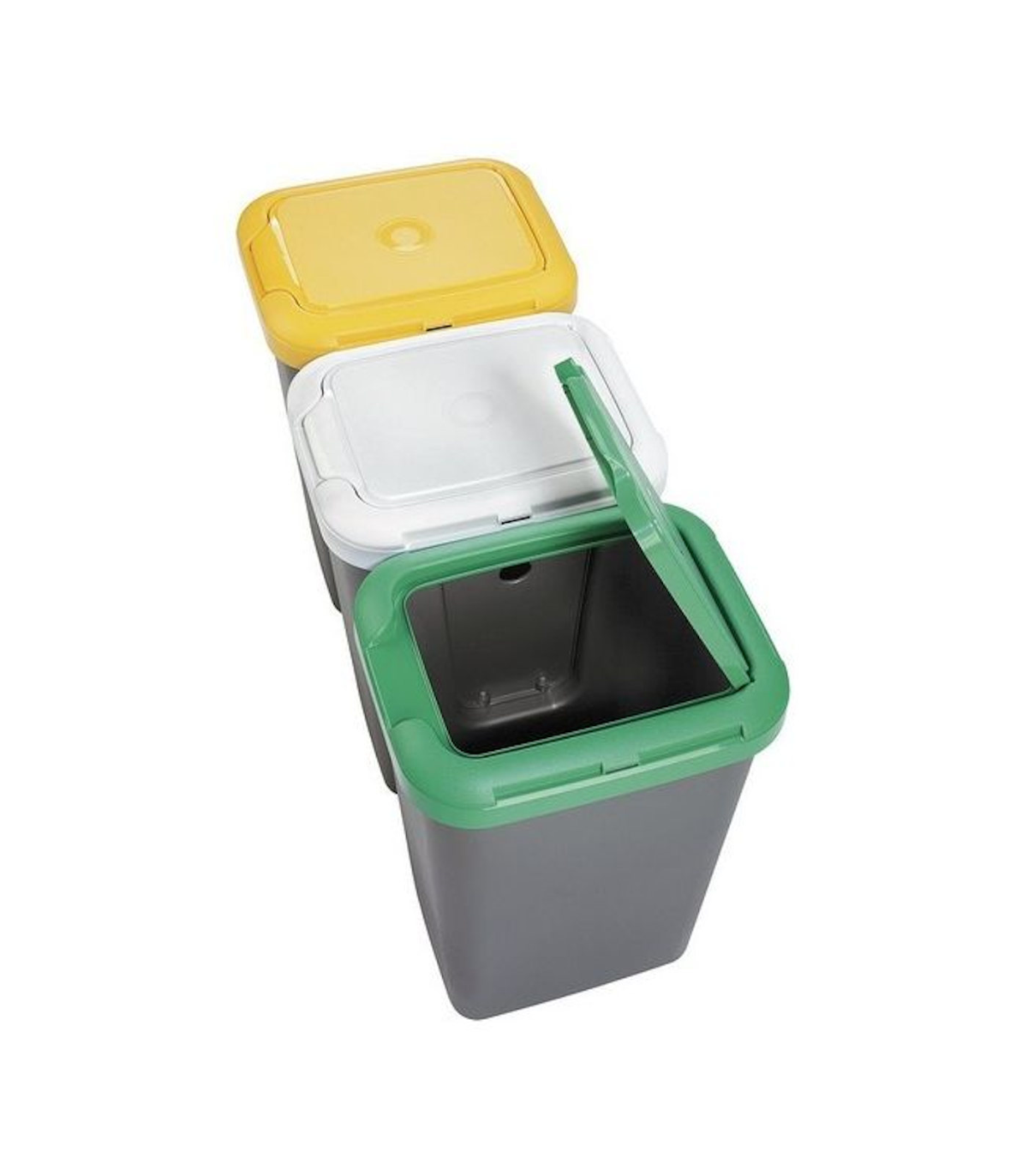 Papelera reciclaje 4 cubos gris mate 4x18l. 60x25x92 Mod. 82030