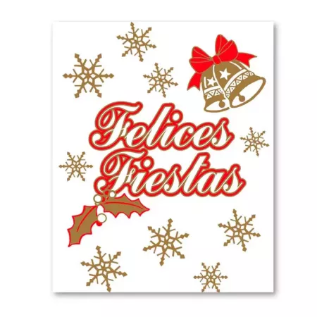 Pack 11 Etiquetas Adhesivas Felices Fiestas Rojo Navidad