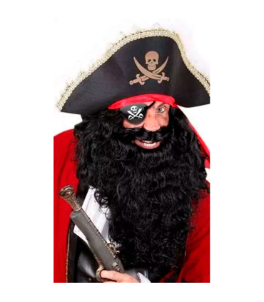 Tradineur - Parche pirata de plástico con calavera - Accesorio para disfraz  de corsario, carnaval, halloween, fiestas, cosplay
