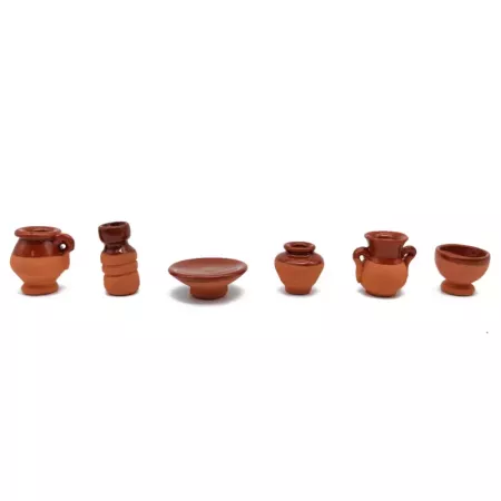Set 6 Figuras Cerámica Miniatura Hechas a Mano Navidad