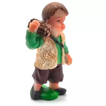 Figura Pastor con Leña en Marmolina 7x5x3 cm Navidad Figura Pastor con Leña en Marmolina 7x5x3 cm Navidad