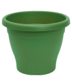 Tradineur - Maceta de plástico tipo "mediterránea", de color verde, y con 34 cm de diámetro y 28,5 cm de alto, ideal tanto para interior como exterior. Jardinera alta con agujeros para drenar agua