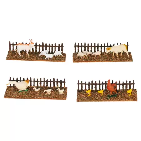 Tradineur - Figura de corralito con animales con valla para belén - Fabricado en plástico - Figura decorativa divertida para nac Tradineur - Figura de corralito con animales con valla para belén - Fabricado en plástico - Figura decorativa divertida para nac