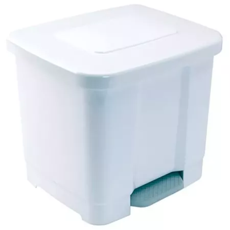 Tradineur - Cubo de basura con pedal, plástico, contenedor de residuos, papelera con separador para colocar dos bolsas, cocina (