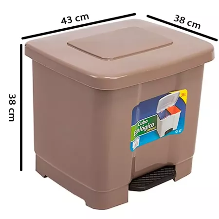 Tradineur - Cubo de basura de plástico con pedal, contenedor de residuos, papelera con separador para colocar dos bolsas, cocina