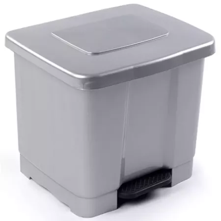 Cubo de basura 35L gris plata con pedal y doble bolsa