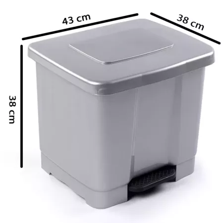 Cubo de basura 35L gris plata con pedal y doble bolsa