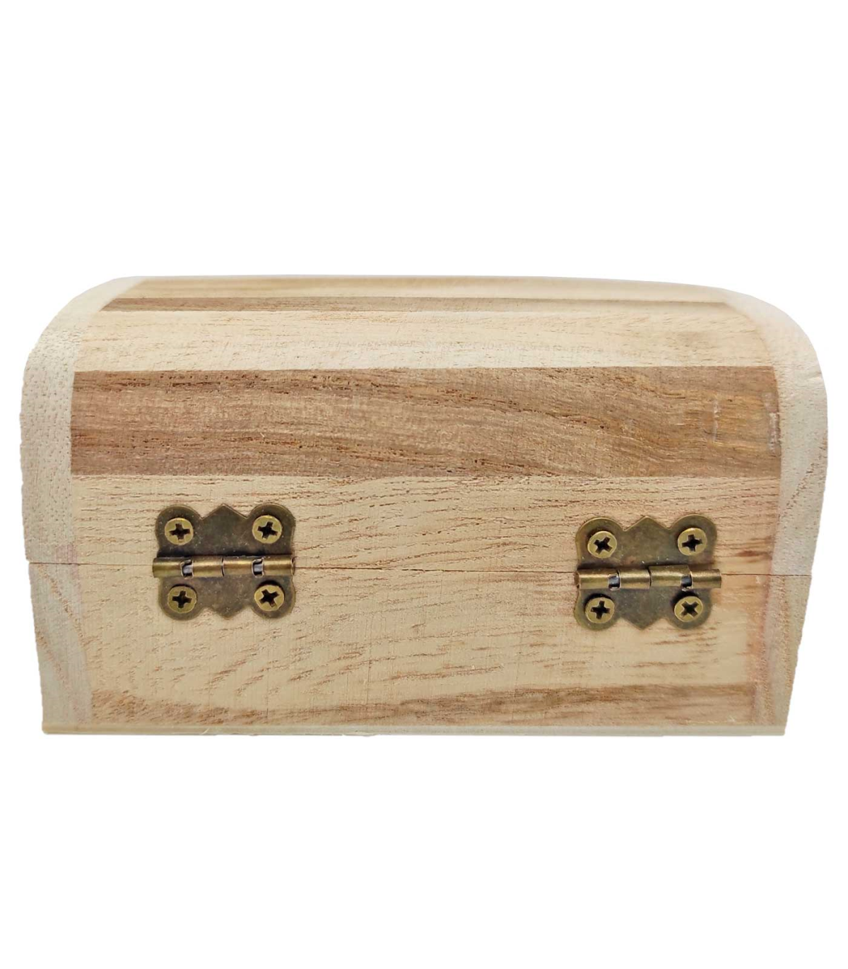 Caja de madera natural con cierre metálico, cofre sin tratar para